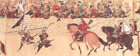 Depiction of defensive wall at Hakata, 1293.