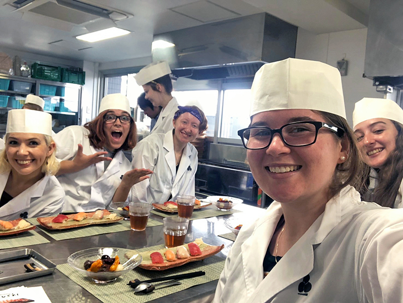 KCP students at a sushi-making Workshop.