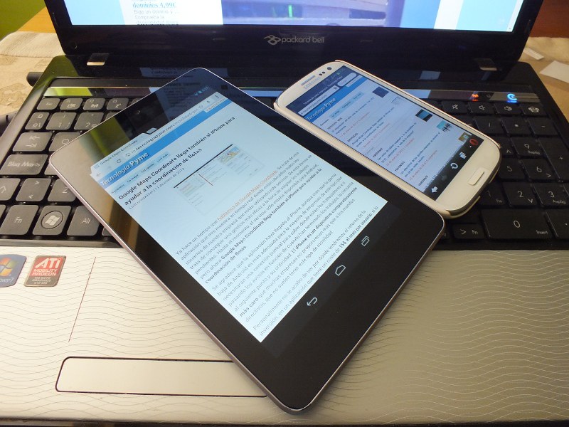 Laptop, tablet, smartphone.