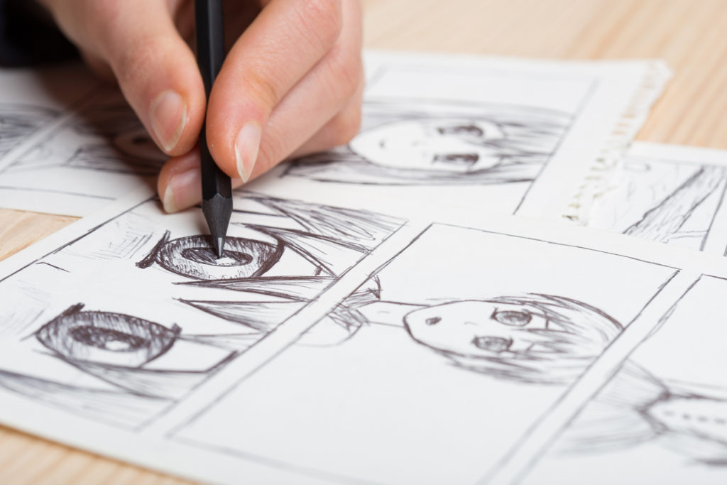 Manga artist drawing